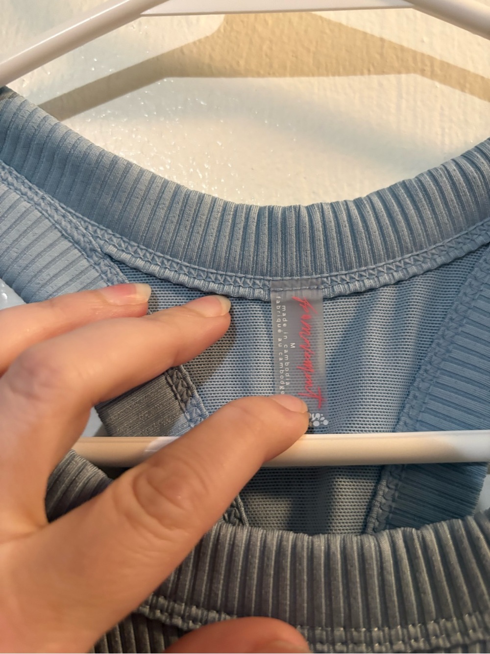 Free People Ribbed Racerback Cropped Tank Top - Light Blue - Picture 2 of 4